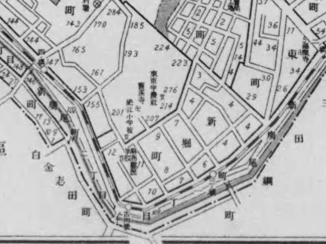 『東京市及接続郡部地籍地図　上巻』（東京市区調査会、大正1年　国立国会図書館デジタルコレクション）の画像。 